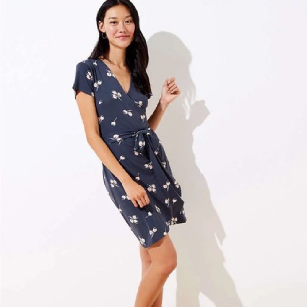 LOFT cherry print wrap dress